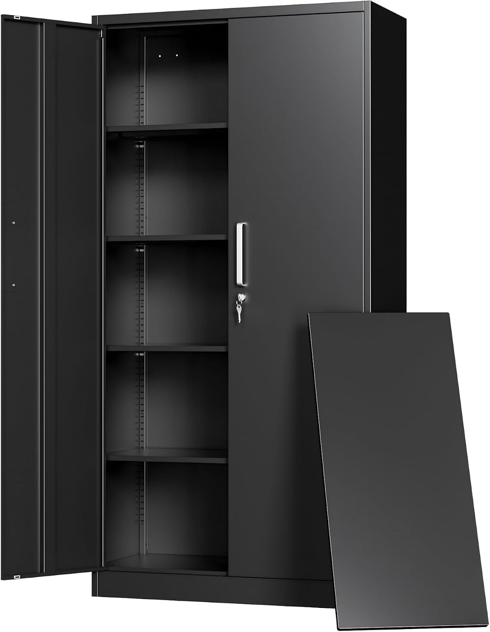 Metal Storage Cabinet with Locking Doors, 71" Tall Steel Locker Organize...