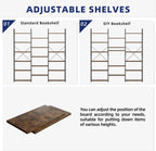 NUMENN Triple Column 6 Tier Bookshelf, Bookcase with 17 Open Display Shelves, Adjustable Rustic Industrial Style Book Shelves, Modern Bookshelves for Bedroom, Living Room and Home Office, Vintage