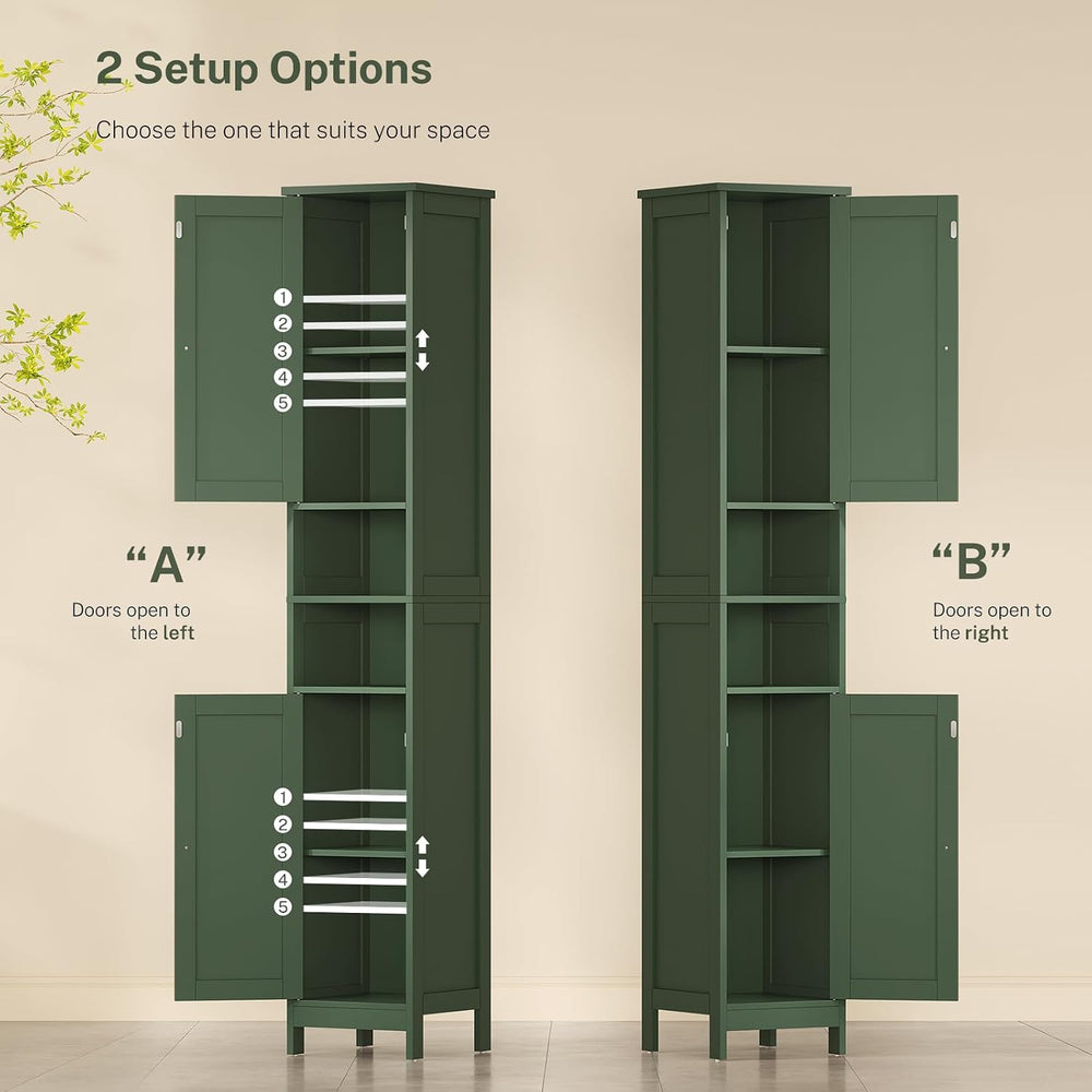 67" Tall Bathroom Cabinet with Adjustable Shelves and Doors, Narrow Bath...