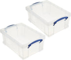 Really Useful Box 9 Liter Plastic Storage Bins with Lids and Clip Lock Handles for Home or Office Organization and Storage (2 Pack)