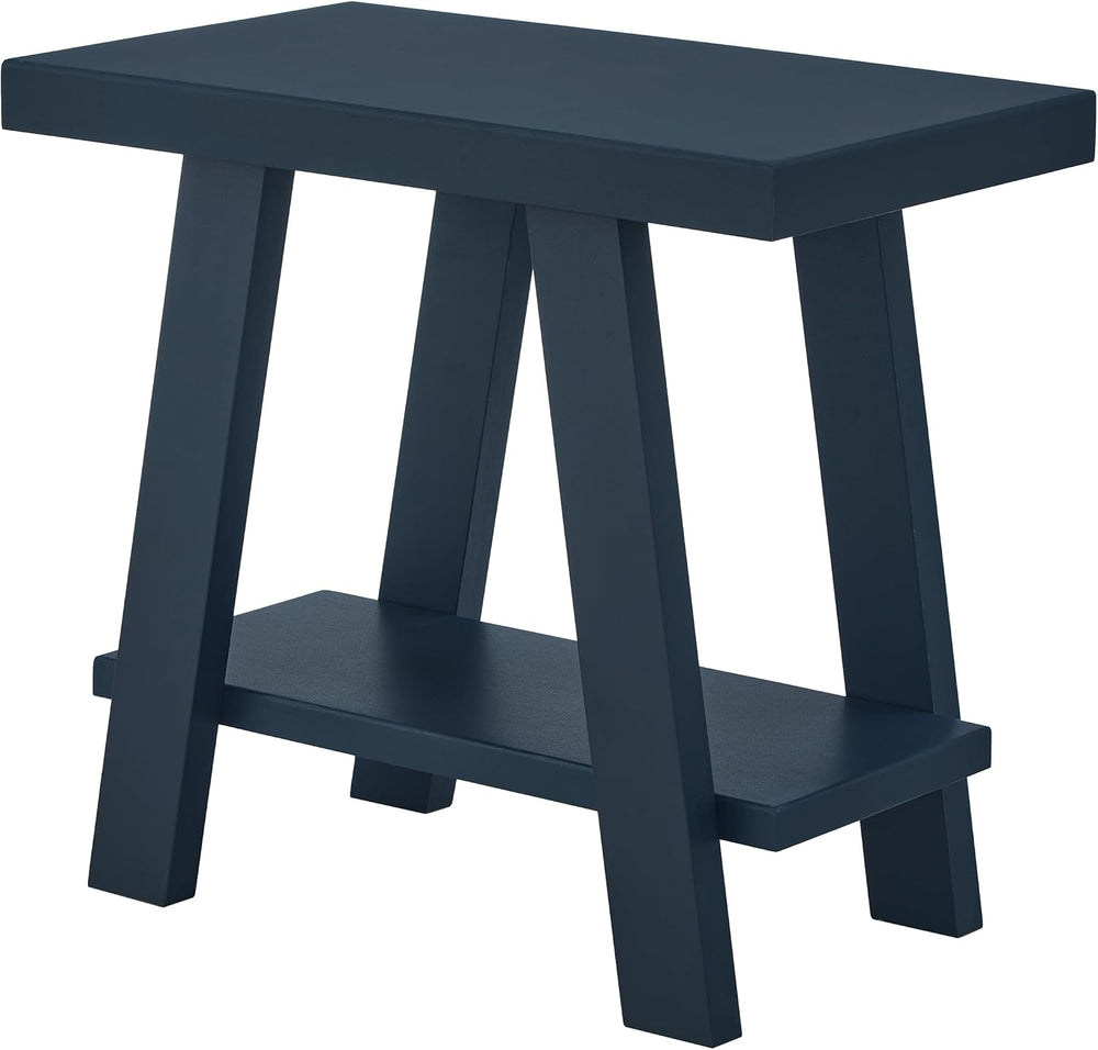 Roundhill Furniture Athens Contemporary Wood Shelf Side Table in Navy Blue