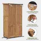 MCombo Outdoor Storage Cabinet, Garden Storage Shed, Outside Vertical Shed with Lockers, Outdoor 63 Inches Wood Tall Cabinet for Yard and Patio 0870 (Natural)