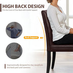 FDW Dining Chairs Set of 4,Dining Room Chairs,Side PU Cushion Chairs with Waterproof Surface and Wood Legs,for Kitchen Restaurant and Living Room,Leather Brown