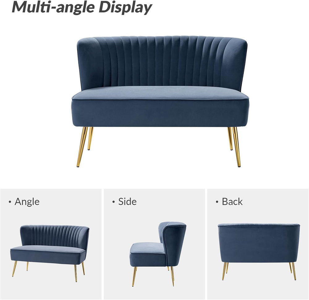 TINA'S HOME Mid-Century Velvet Loveseat Sofa, Upholstered Loveseat Couch ...