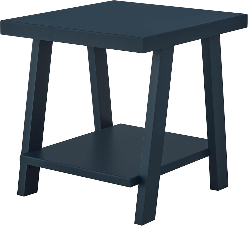 Roundhill Furniture Athens Contemporary Wood Shelf End Table in Navy Blue