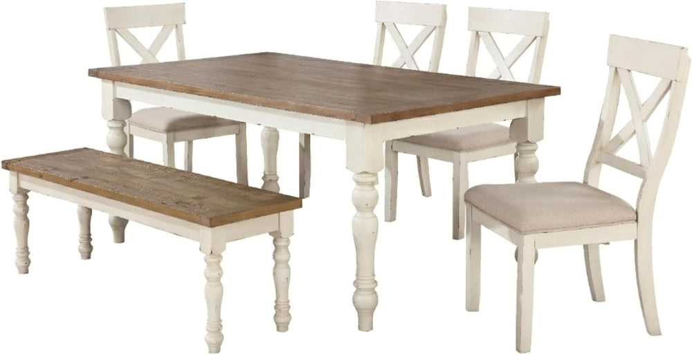 Roundhill Furniture Prato 6-Piece Dining Set, Dining Table with 4 Cross Back ...