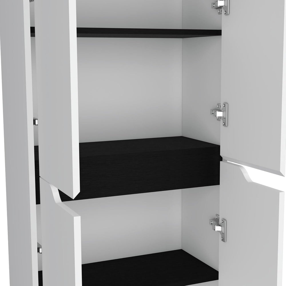 4-Door Kitchen Pantry Organizer Cabinet, Wooden Cupboard Credenza Bufffet Ser...