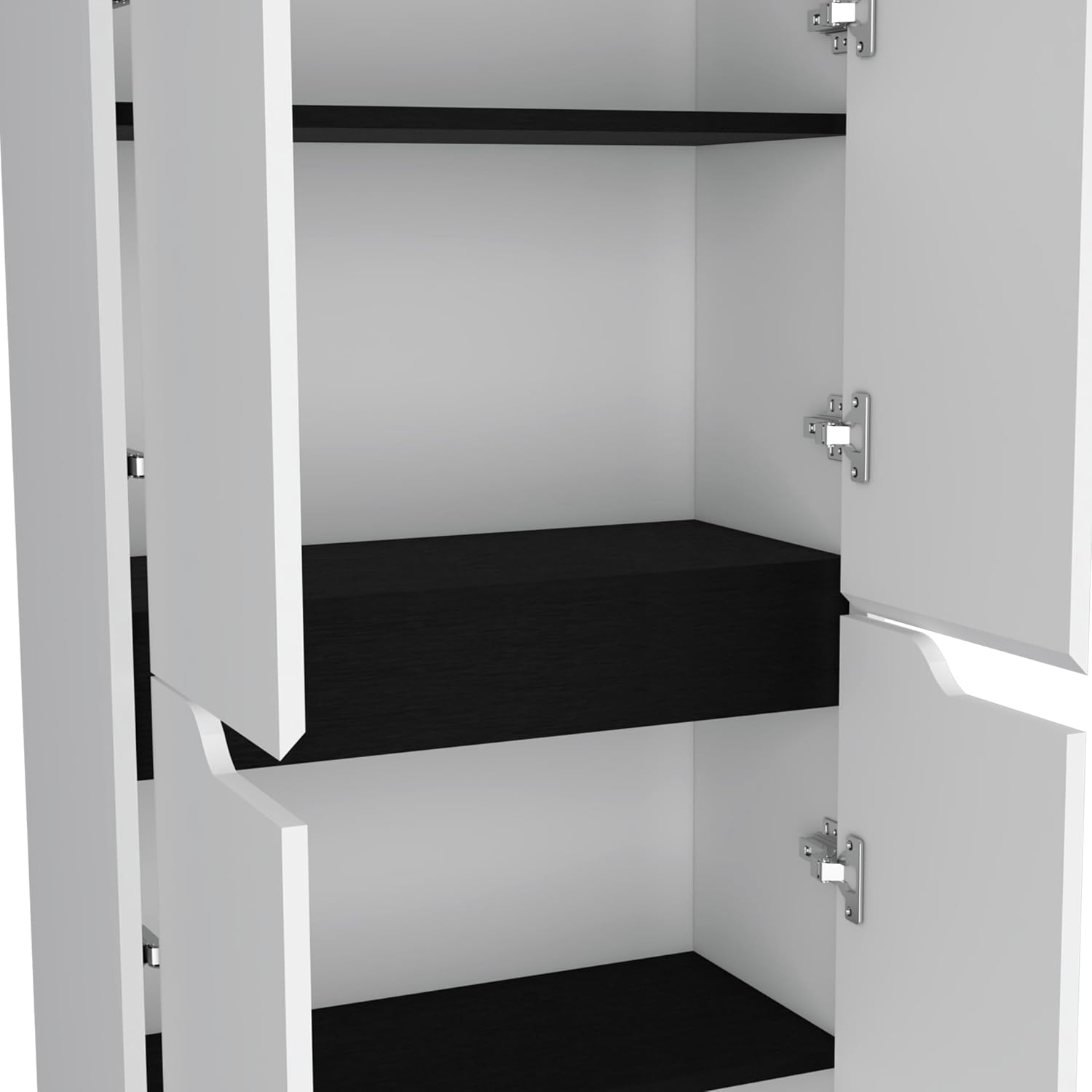 4-Door Kitchen Pantry Organizer Cabinet, Wooden Cupboard Credenza Bufffet Serving with Storage Shelves, Freestanding Hutch for Kitchen, Dining Room,White