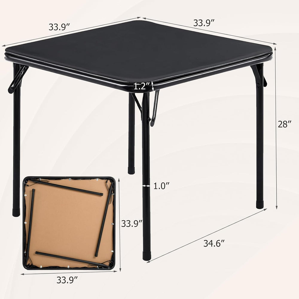 FurnitureR Folding Card Table and Chairs Set of 4, 5-Piece Foldable Dining Ta...