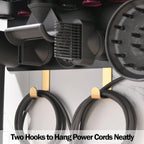 Wall Mount Holder for Dyson Styler Supersonic Hair Dryer, Nail-Free or Perforat Install, Organizer for Storage Attachments, Rack with Hooks for Accessories Nozzles Barrels Brushes