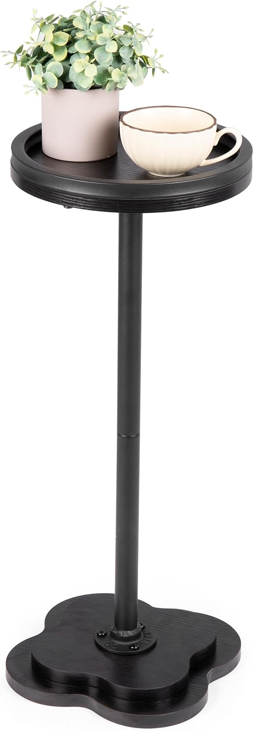 Modern Accent Pedestal Side End Table for Small Spaces – Pedestal End Table w...