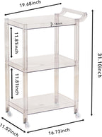 Acrylic Utility Rolling Cart, 3-Tier Clear Acrylic Storage Cart with Pulling Handle & 4 Wheels for Kitchen Living Room Dining Bathroom Laundry, Multifunction Serving Trolley for Small Spaces(Green)