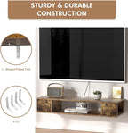 GHC Floating TV Stand, Wall Mounted Entertainment Center and Cabinet Shelf, TV Console with Storage, Media Console for DVD Player, Space-Saving Under TV Shelf for Bedroom (Rustic Brown)