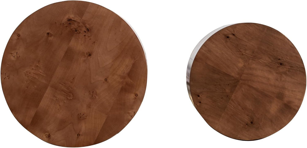 Nesting Coffee Table Set of 2, Modern Round Coffee Table, Wooden Circle Accen...