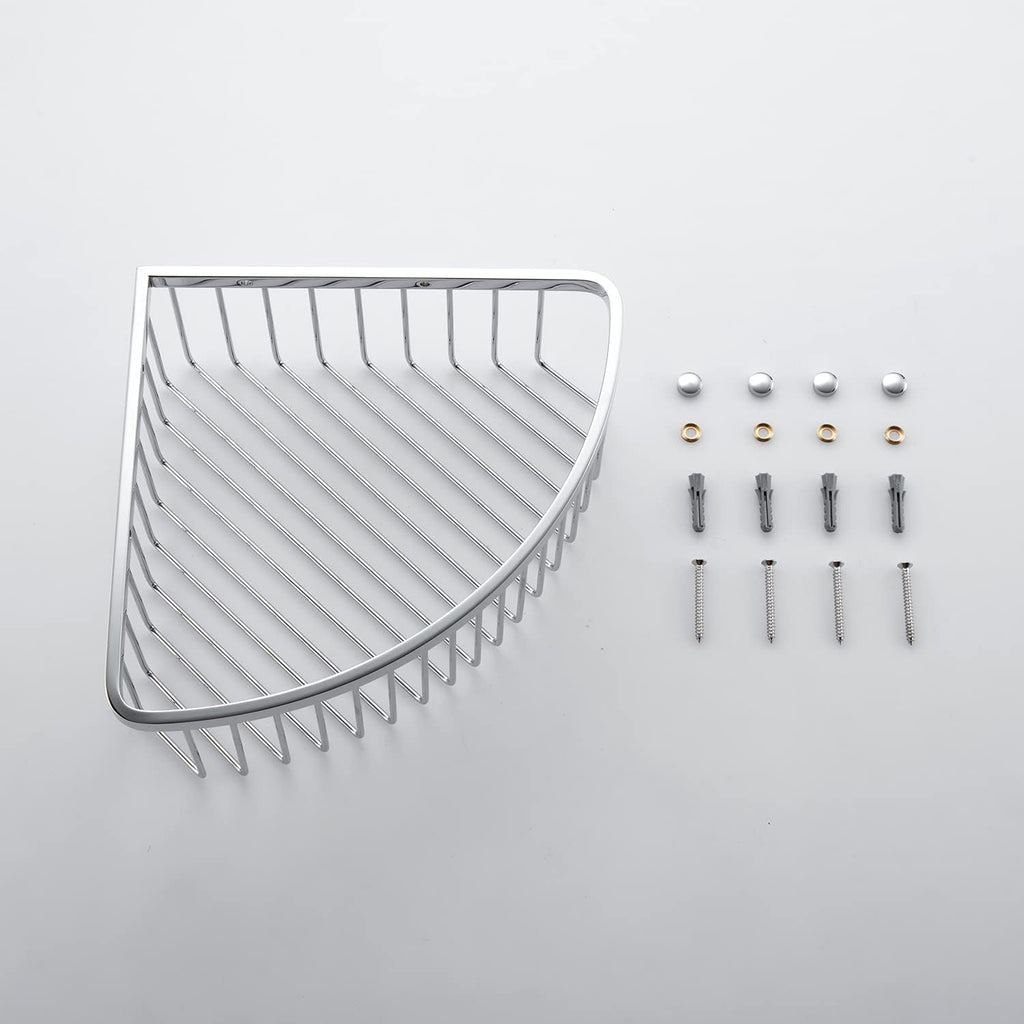 Bathroom Shower Caddy Corner Shelf Basket, Ultra Sturdy Rust-Proof Stainless Steel Shelf Organizer Shampoo Holder, Wall Mounted Storage Rack for Bathroom Kitchen, Polished Chrome
