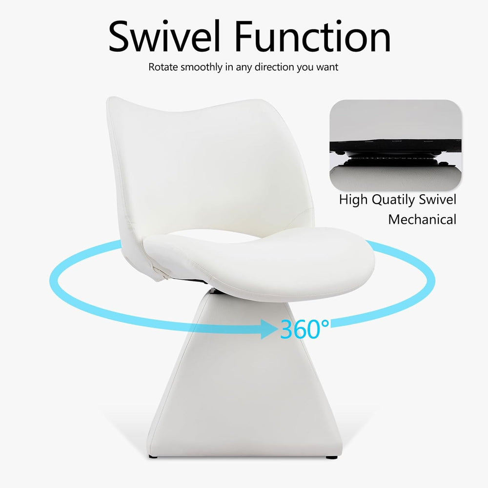 Swivel Dining Chair, Modern Faux Leather Kitchen Chair, Upholstered Armless S...