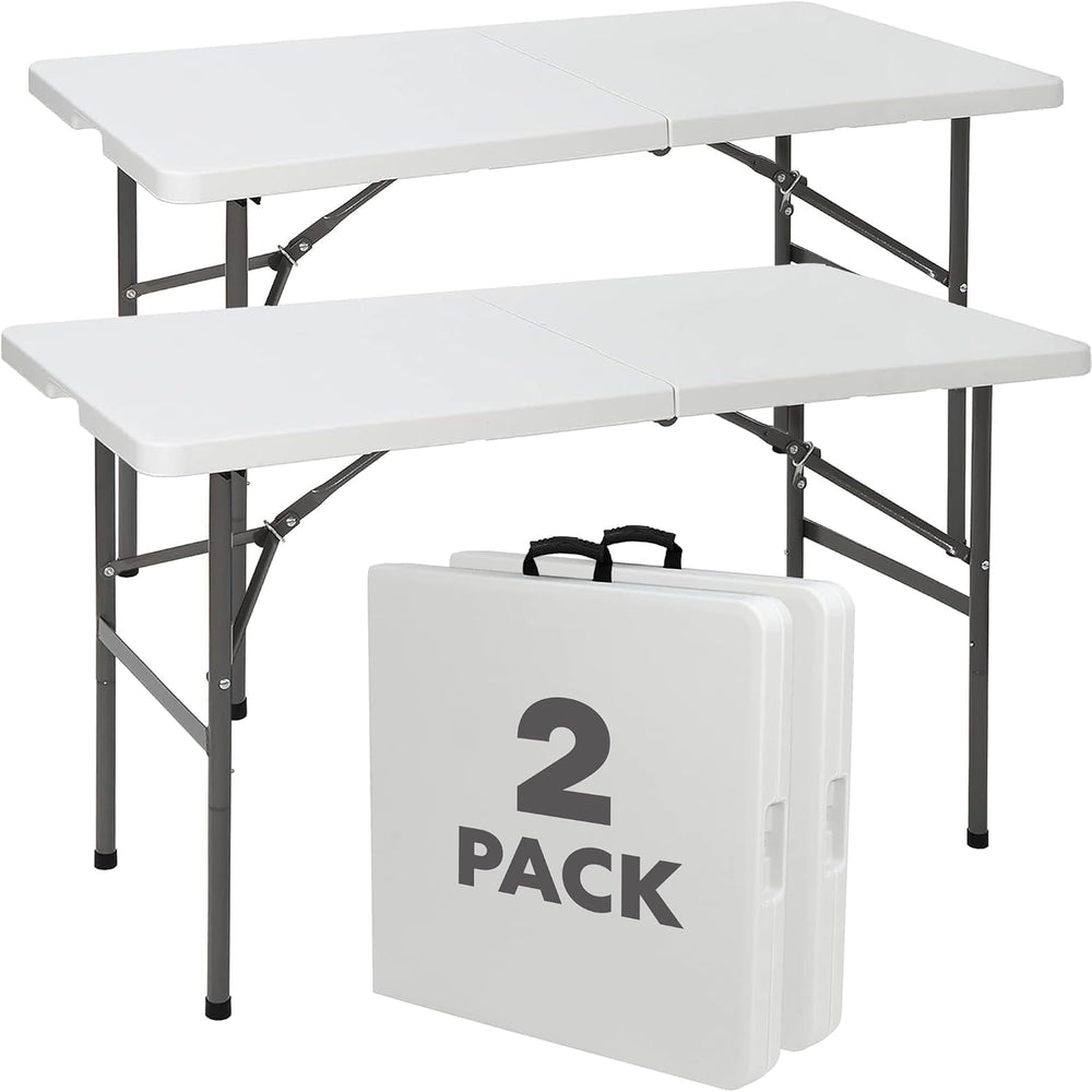 SIMPLI-Magic White Foldable Table (4FT), 2-Pack Indoor/Outdoor Folding Utilit...