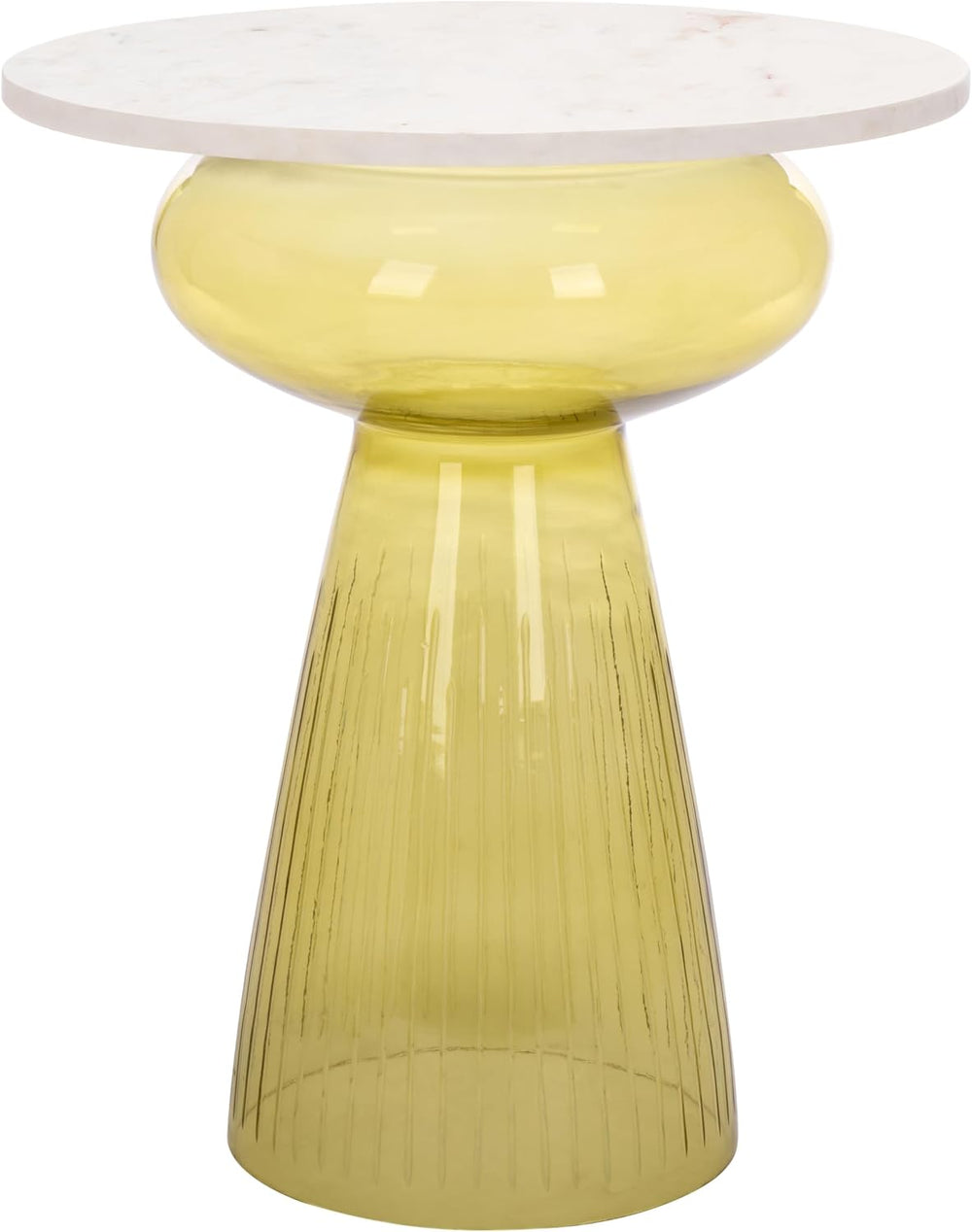 SAFAVIEH Home Collection – Bethony Yellow Glass & White Marble Top Side T...