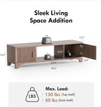58 Inch Mid Century Modern TV Stands for Living Room, Boho Media Console for Bedroom, TV Entertainment Center with Storage, Wood Television Cabinet, Light Brown