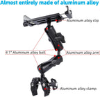 Aluminum Dual Arm Tablet Mount with Super Clamp for Rails 0.5'' to 2'' in Diameter, Side Mount Tablet Holder for Mic Stand, Compatible with iPad Pro 12.9 Air Mini, Galaxy Tab, 4.7-12.9" Tablets