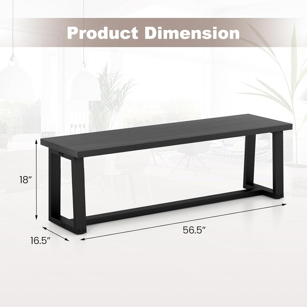 Giantex 56.5" L Wood Dining Bench, Industrial Table Bench w Metal Frame,...