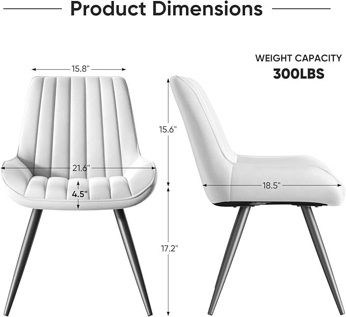 Nalupatio Modern Dining Chairs Set of 4, Comfy Dining Room Chairs with Thick ...