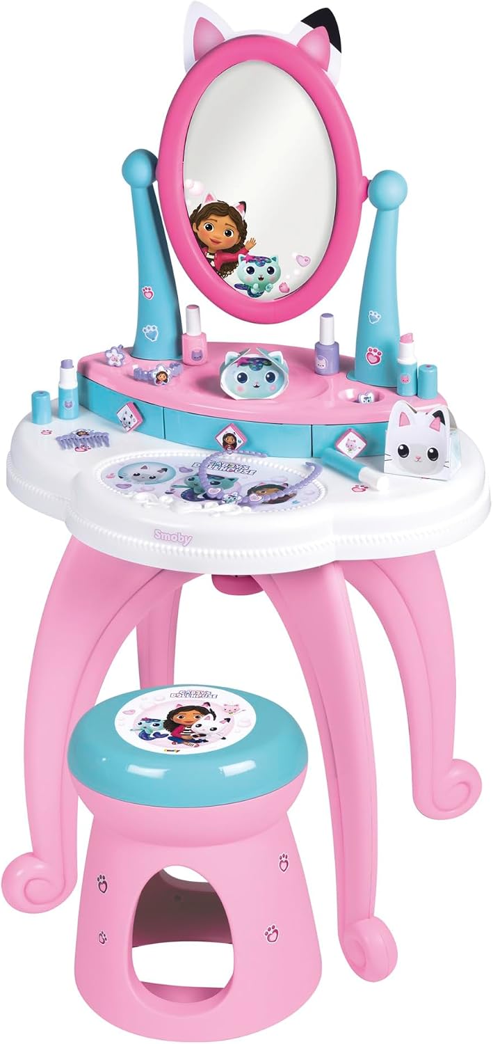 Smoby - Gabby et la Maison Magique - 2-in-1 Dressing Table - Stool + 12 Dummy...