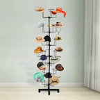 7-Tier Rotating Hat Display Rack Stand – Freestanding Metal Hat Organizer with 35 Cap Holders, Adjustable Height & Rolling Base, Space-Saving Standing Hat Rack for Baseball Caps, Cowboy Hats, Stores