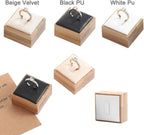 Coward Bamboo 6 Pcs Rings Display Stand for Selling Velvet Jewelry Ring Holder Organizer for Drawer Storage (Beige Velvet)