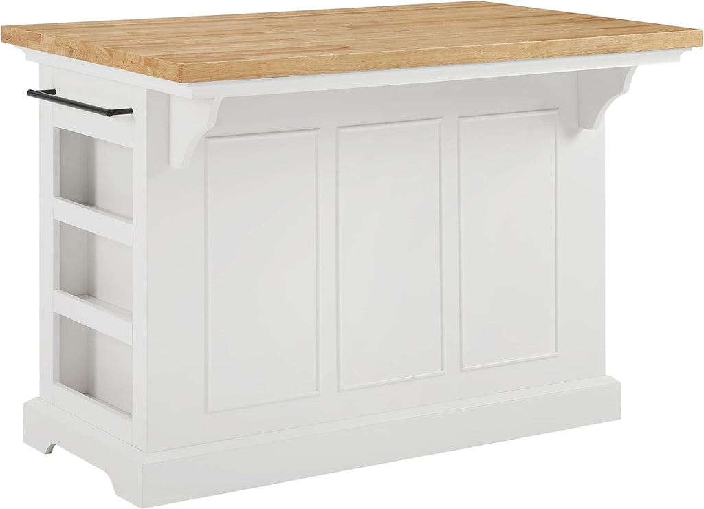 Crosley Furniture Julia Wood Top Kitchen Island with Storage Drawers, Shelves, and Spice Rack, White