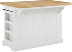 Crosley Furniture Julia Wood Top Kitchen Island with Storage Drawers, Shelves, and Spice Rack, White