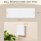 Coat & Hat Hooks Wall Mount with Key Holder, Wall Mounted Coat Rack with 9 Retractable Hangers, Solid Wood Slim Key Holder for Entryway Decor, 17in Natural Finish