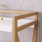 Leick Home Claudette Bookshelf, White Wood, Satin Gold, 3 Shelves, Easy Assembly, 12 in D x 32 in W x 32.25 in H, Item 9261-WTGL