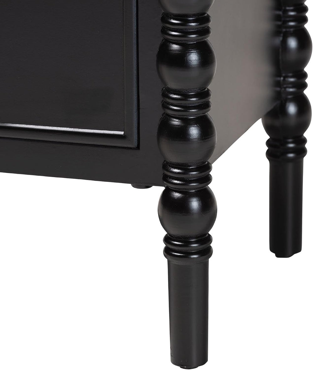 Baxton Studio Malinda Classic Black Wood 2-Drawer End Table with Spindle Legs