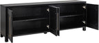 Henn&Hart TV Stand for TVs up to 75" with 2 Concealed Storage Cabinets with an Adjustable Shelf for Living Room, Family Room, or Office, Natural Black