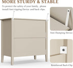 RoyalCraft Beige Fluted 3 Drawer Dresser, 32 inch Wide Dresser Nightstand for Bedroom, Modern Wood Chest of Drawers, Large Painted Nightstand with 3 Drawers for Closet, Hallway, Entryway