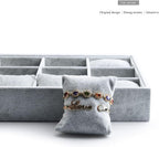 Oirlv Premium Velvet 12 Grid Jewelry Organizer Tray with Removable Pillow Watch Organizer Jewelry Tray Bracelet Bangle Watch Display Holder