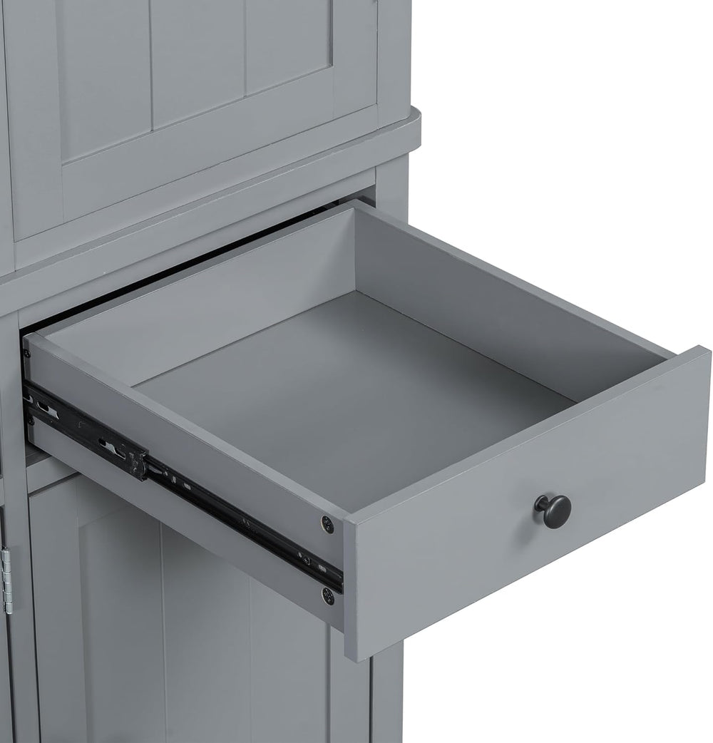 Merax 74.8'' Tall Kitchen Pantry Storage Cabinet with 6 Doors, 3 Draw...