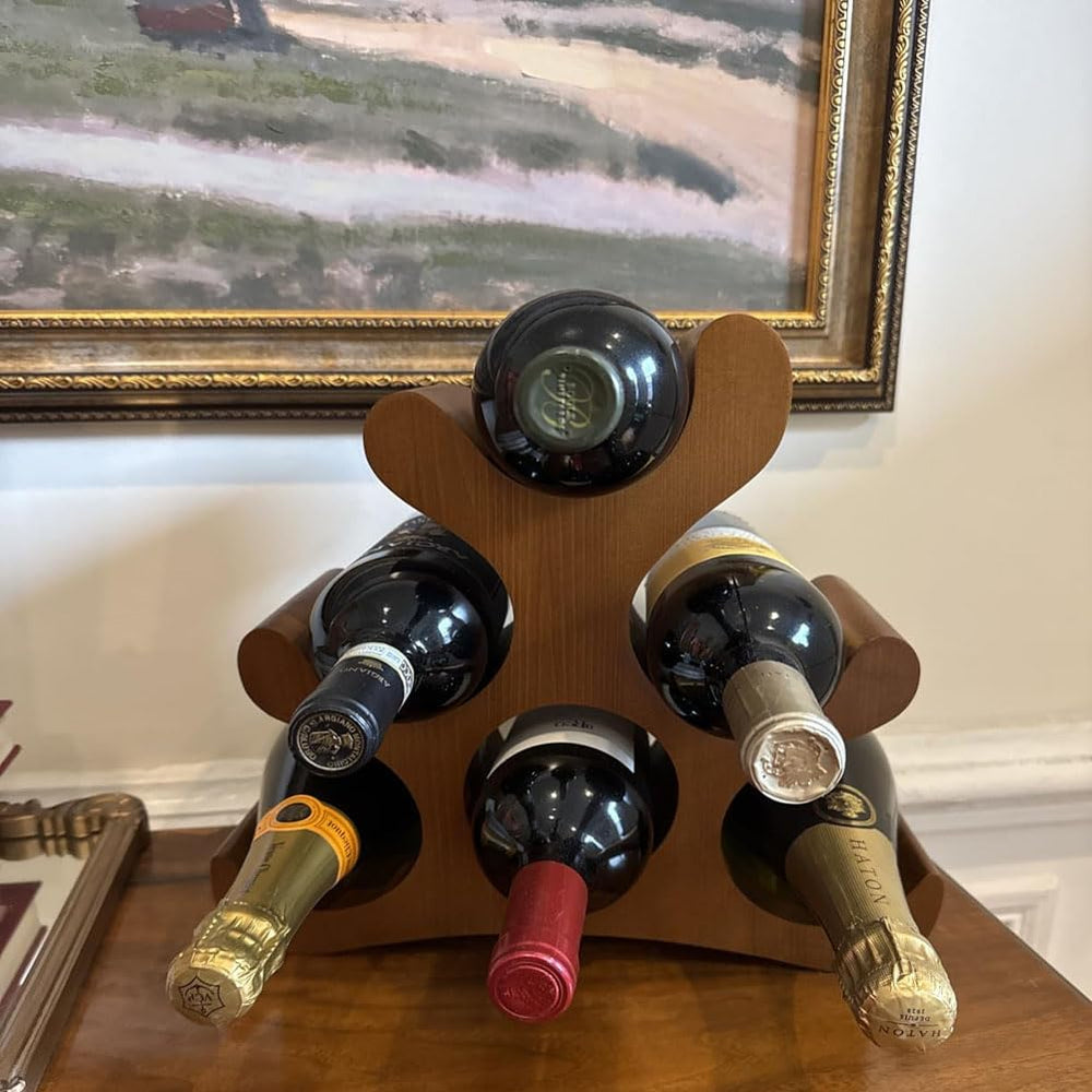 Countertop Wine Rack with Multi-Functional Bottle Opener, 6 Bottle Tabletop W...