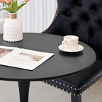 3-Pieces 31.5" Round Dining Table Set for 2, Black Dining Table & PU & Velvet Upholstered Dining Chairs Set of 2 for Kitchen Dining Room Apartment Small Space(Black & Orange Chairs)