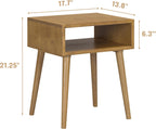 NTC Zoe Solid Wood Nightstand, Mid Century Modern Side Table Bedroom, Bedside Furniture, Night Stand, End Table, Easy Assembly - Teak Look