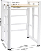 Washer Dryer Stacking Rack Stand, Heavy Duty Washer&Dryer Storage Shelves, Space Saver Stackable Storage Shelf for Laundry Room Apartments Bedrooms (White, Light Walnut)
