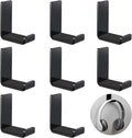 Weewooday 8 Pcs Headphone Hanger Headphone Holder Wall Hook Desk Bulk Adhesive Headset Wall Mount Stand General Purpose (Black)