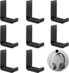 Weewooday 8 Pcs Headphone Hanger Headphone Holder Wall Hook Desk Bulk Adhesive Headset Wall Mount Stand General Purpose (Black)