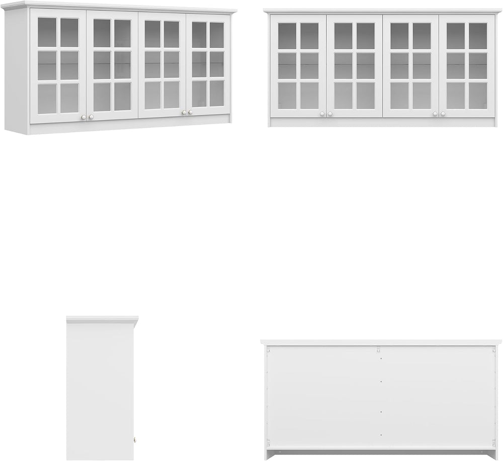 Timechee Large Cupboard, Modern Kitchen Food Pantry Storage Cabinet, White Ha...