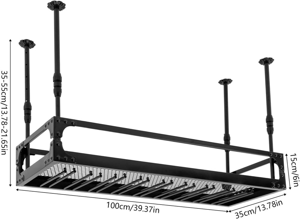 Ceiling Wine Glass Rack, 39.3x13.7in Adjustable Industrial Hanging Wine Bottl...