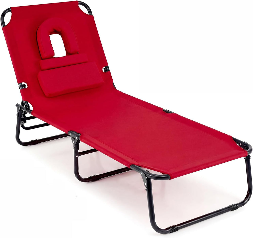 COSTWAY Tanning Chair with Face Hole, Pillows & Adjustable Backrest, Port...