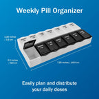 Amazon Basic Care 7-Day AM/PM Pill Organizer | Large Compartments | 2 Times Daily | Black and Clear Lids | Pack of 2