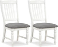 Giantex Wood Dining Chairs Set of 2, Farmhouse Kitchen Chairs with Solid Wood Frame, Max Load 355 Lbs, Armless Upholstered Dining Side Chairs with Cushion Seat, Slat Back Dining Room Chair, White
