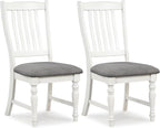 Giantex Wood Dining Chairs Set of 2, Farmhouse Kitchen Chairs with Solid Wood Frame, Max Load 355 Lbs, Armless Upholstered Dining Side Chairs with Cushion Seat, Slat Back Dining Room Chair, White